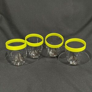 NEW (NIP) Tupperware Chic Dining Stemless Wine Glasses with Green Rim (Last one)